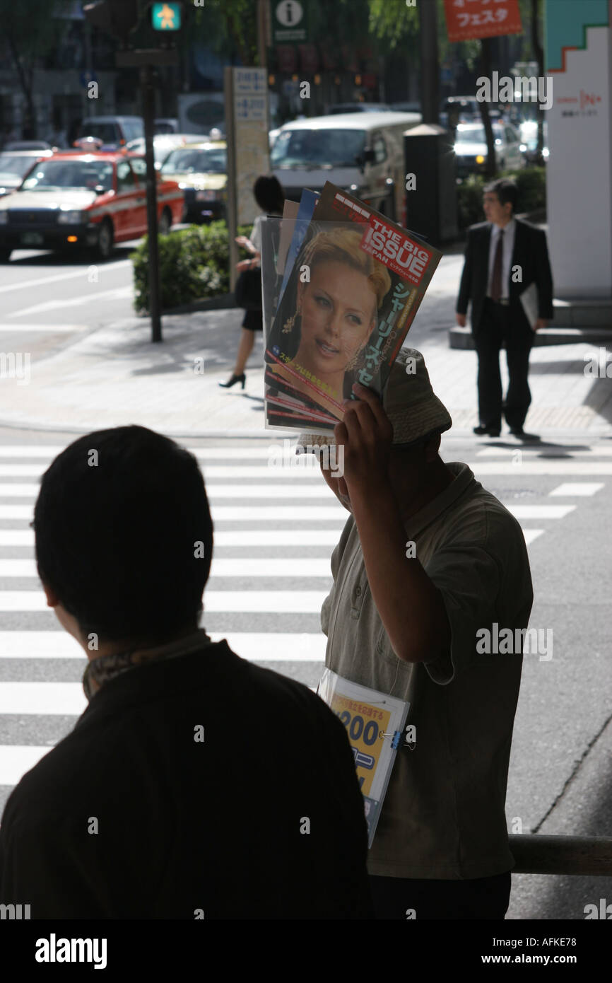 Big Issue Vendor Tokyo Japan Stock Photo