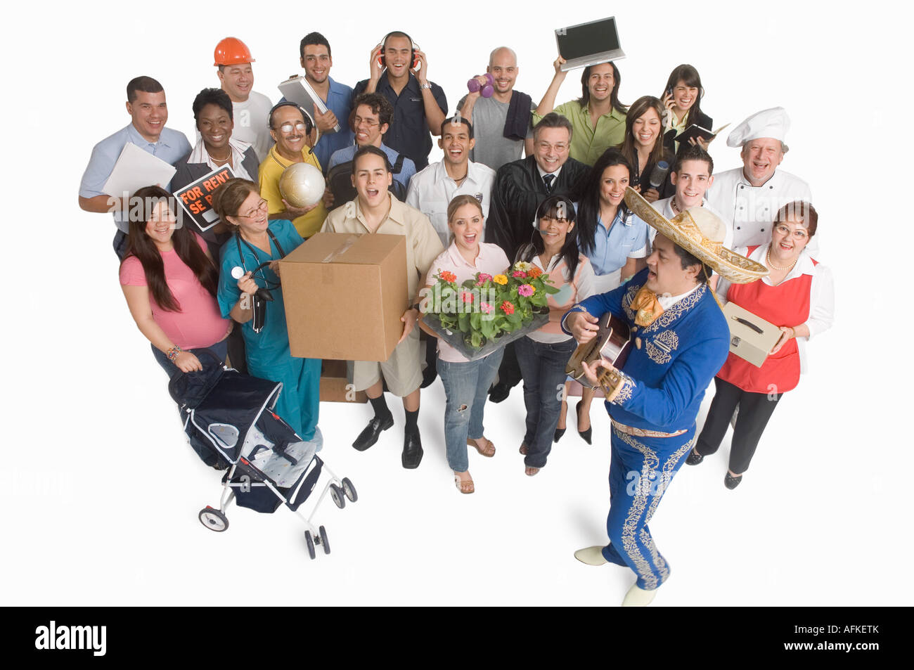 Group portrait of people with different occupations Stock Photo