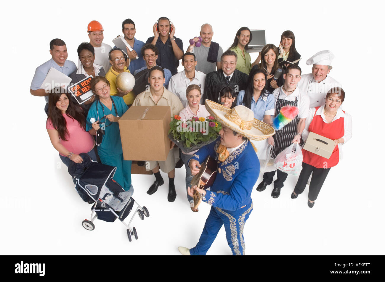 Group portrait of people with different occupations Stock Photo