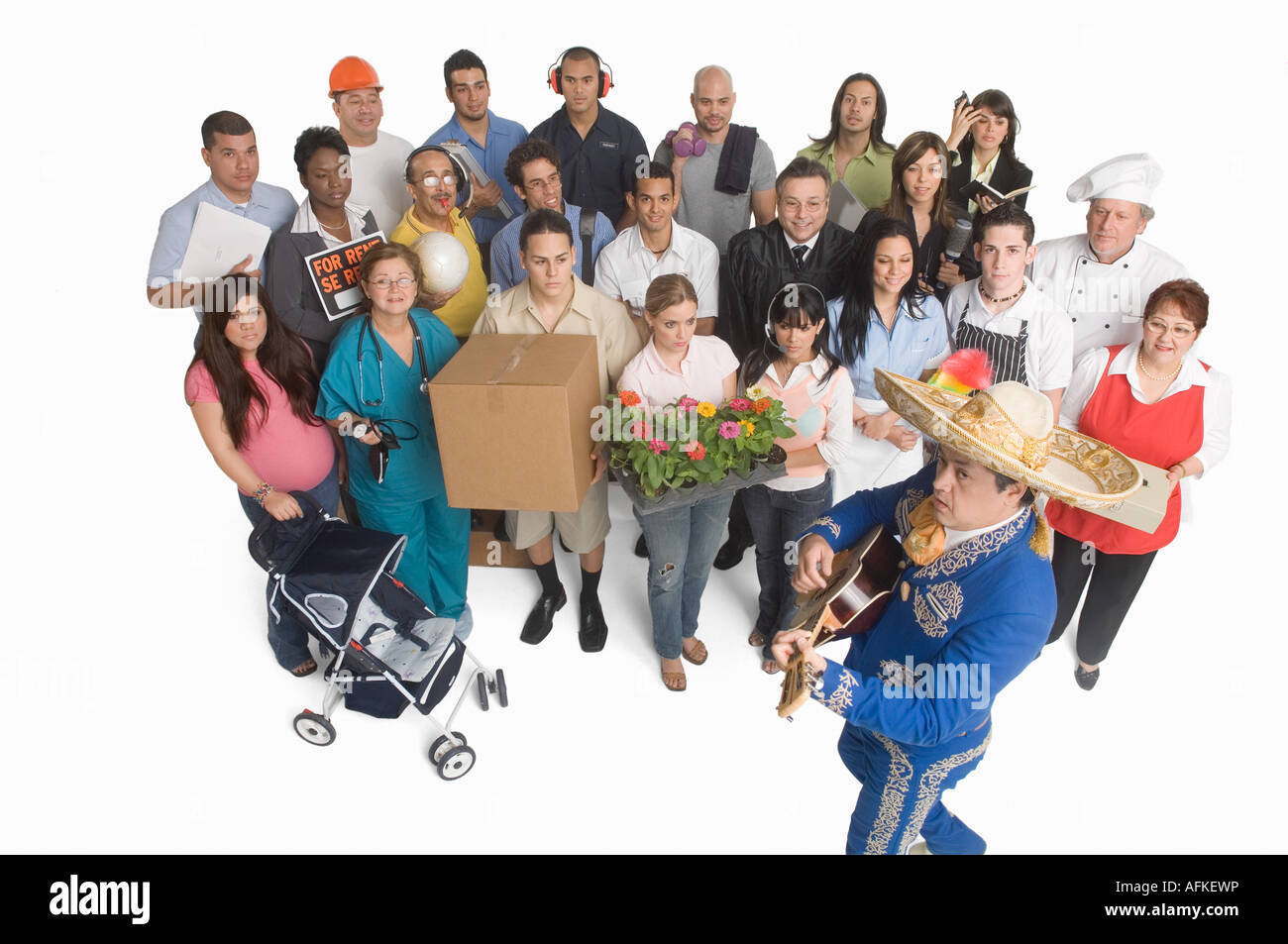 Group portrait of people with different occupations Stock Photo