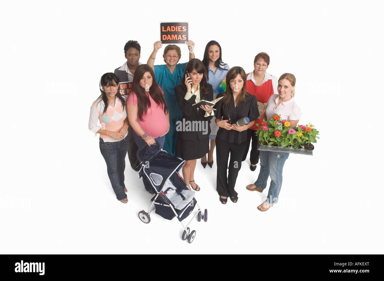 Group portrait of people with different occupations Stock Photo