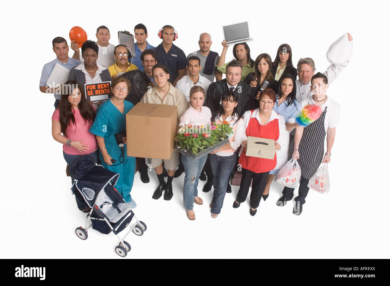 Group portrait of people with different occupations Stock Photo