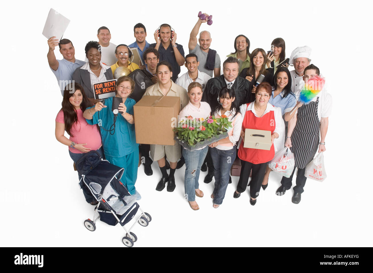 Group portrait of people with different occupations Stock Photo