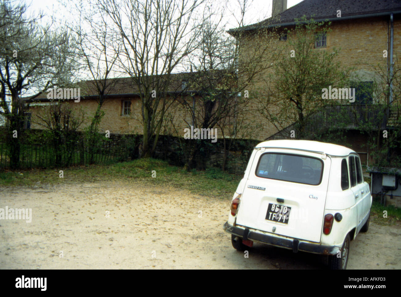 french classic car renault four countryside france Stock Photo
