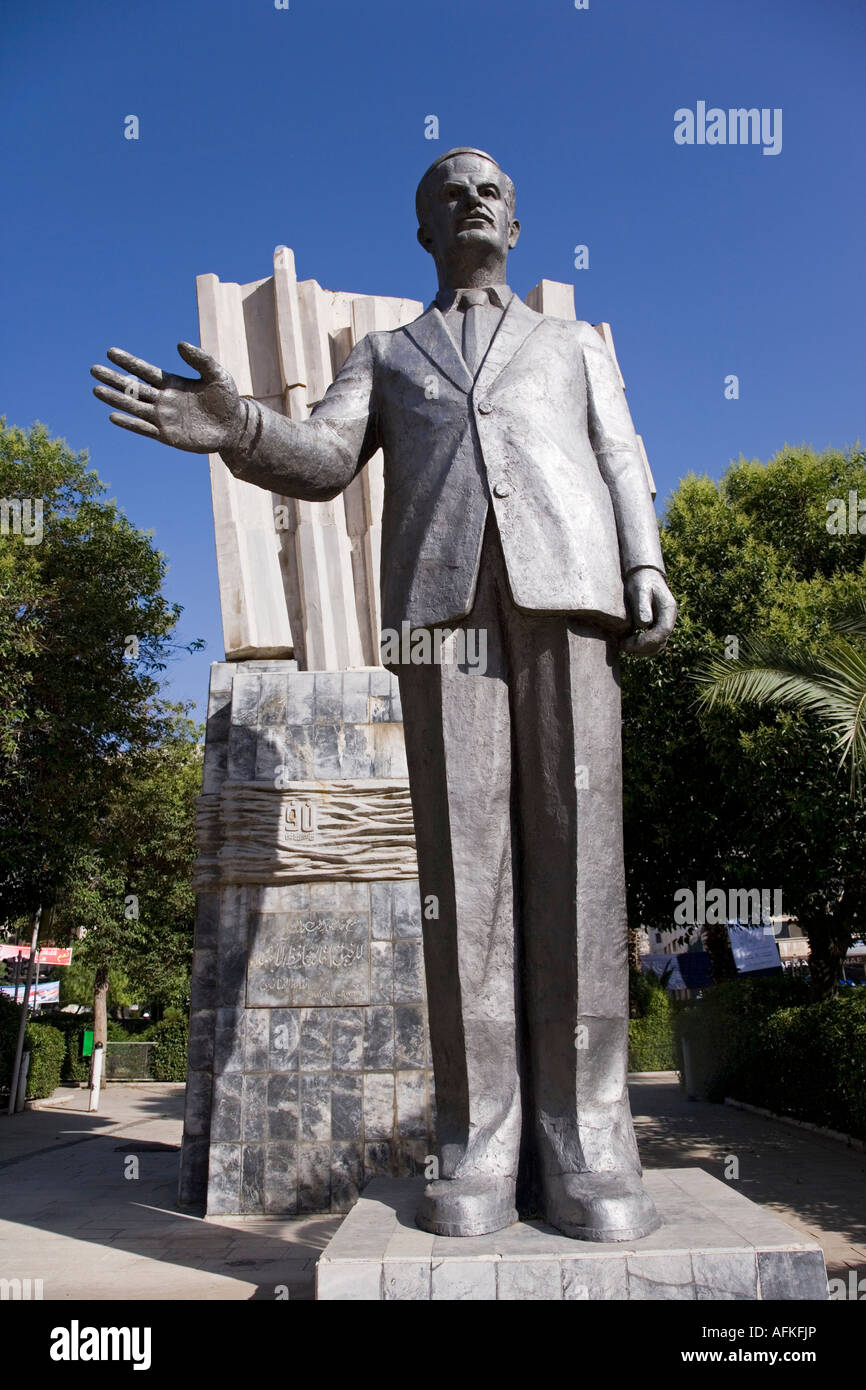A giant statue of Hafez al Assad in downtown Damascus. He ruled Syria with an iron fist for 34 years Stock Photo