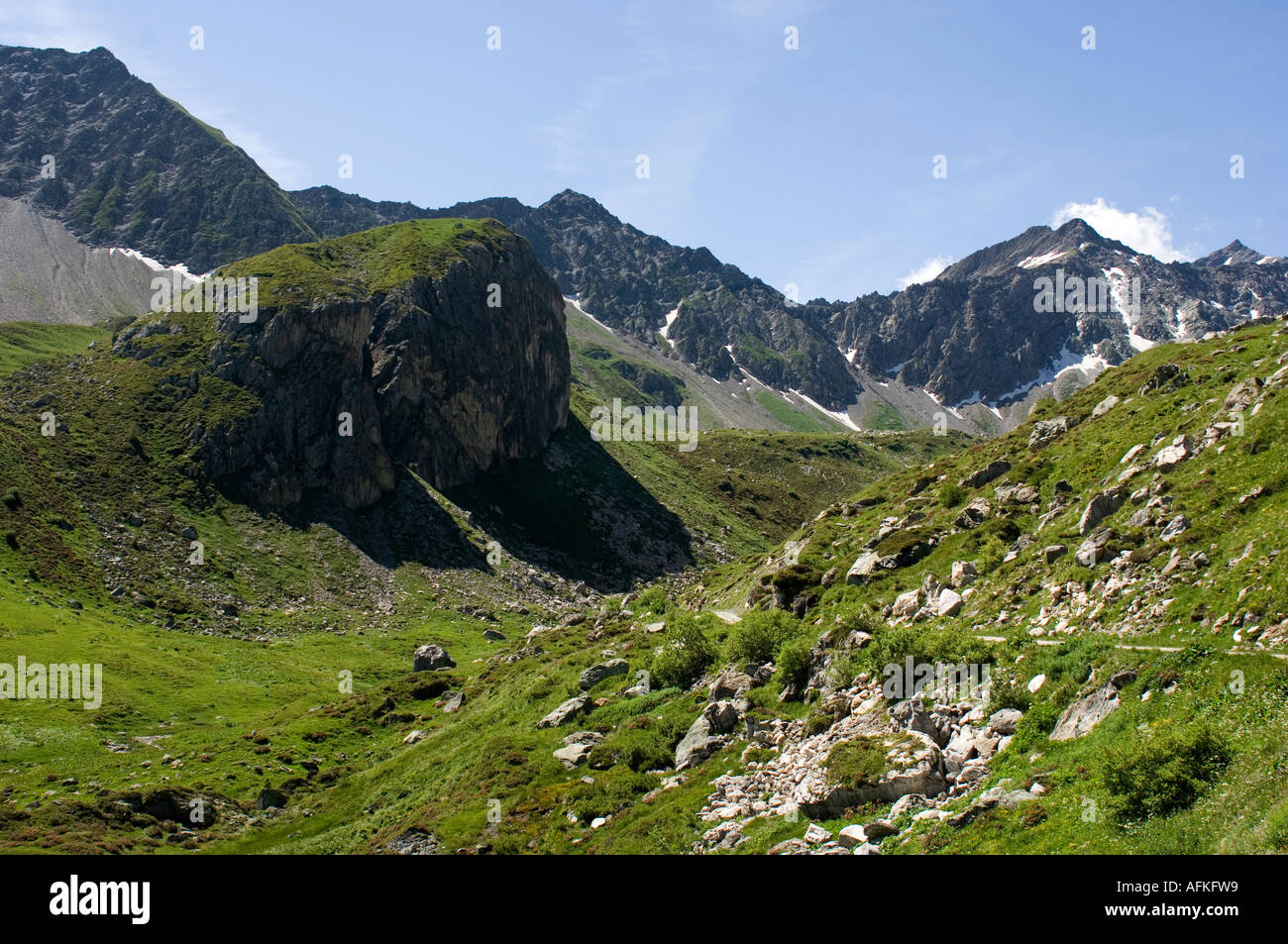 Mountain landscape above the Cormet de Roselend in the French alps