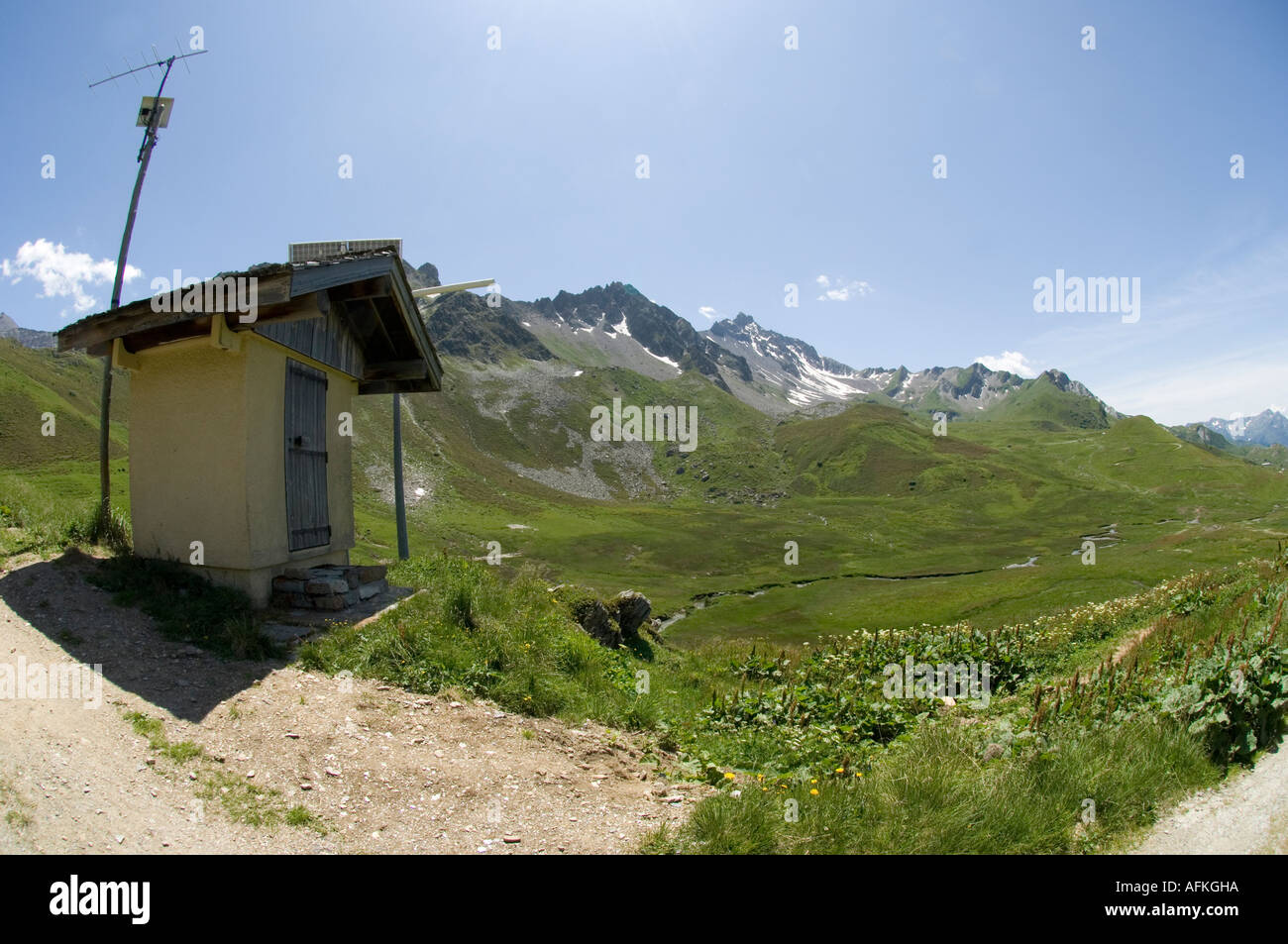 Unmanned weather station at the Cormet de Roselend in the French alps