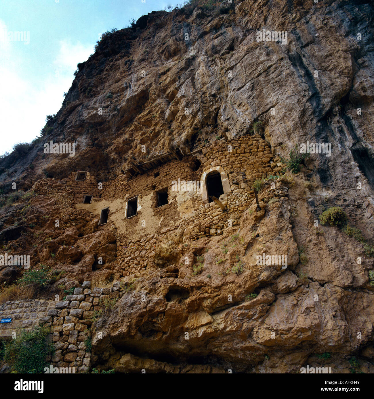 Lebanon St Antoine Mar Kozhaya Monastery Caves in Holy Valley Stock