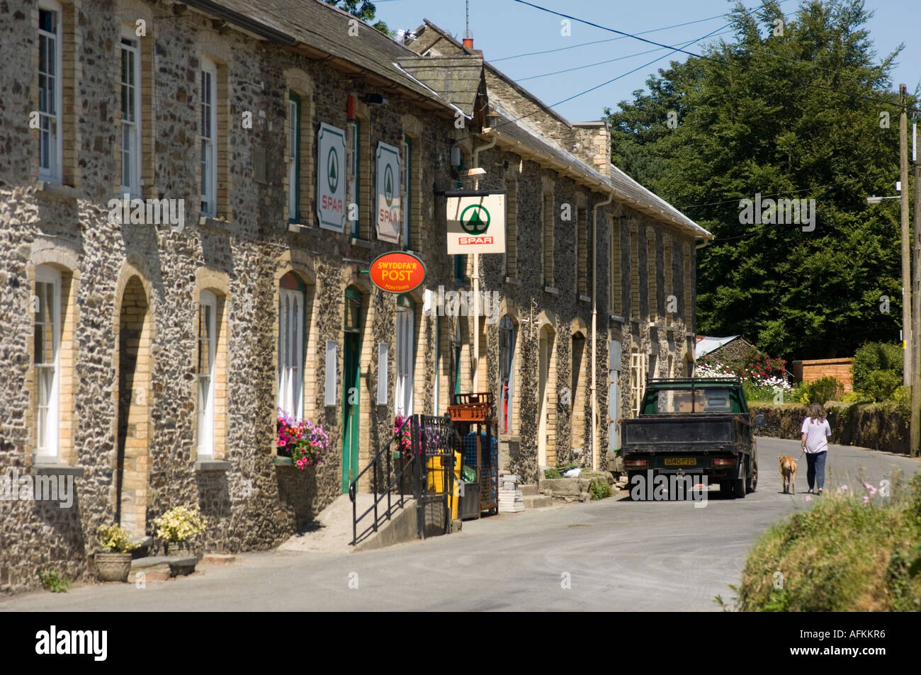 The post office and Spar convenience store shop, Pontsian Pont Sian
