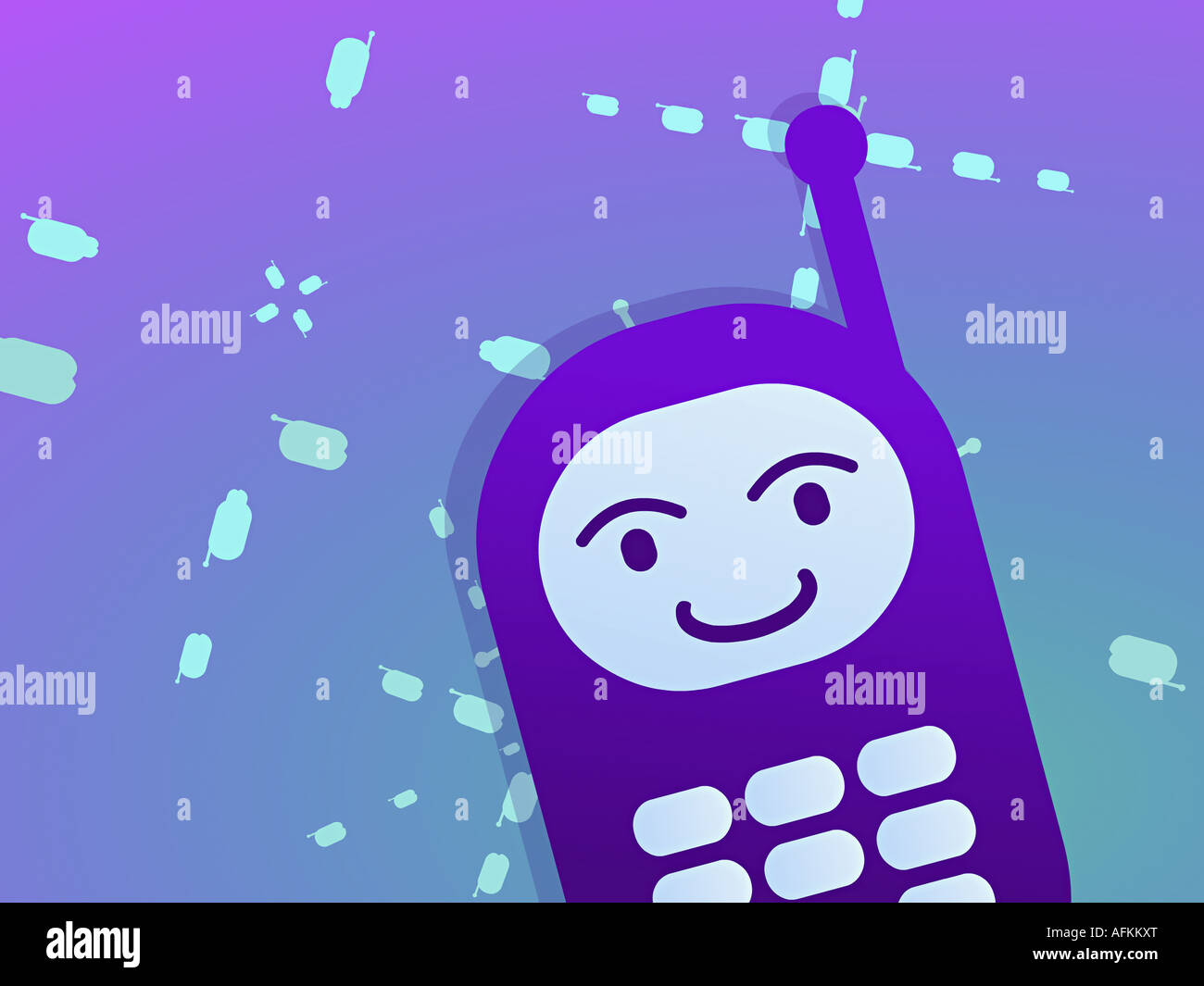 Close up of a mobile phone with a smiley face on it Stock Photo - Alamy