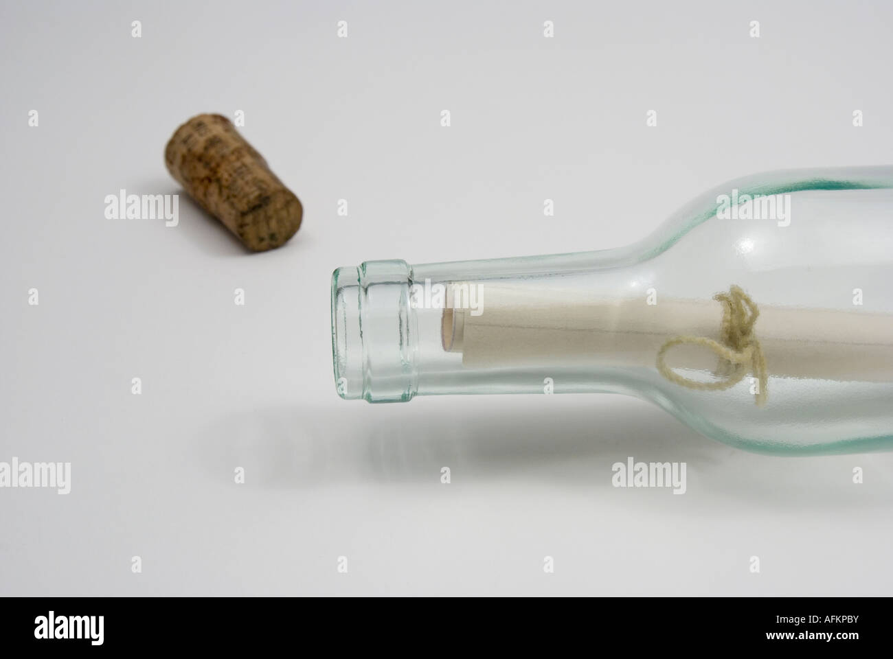 opened bottle with a message inside Stock Photo