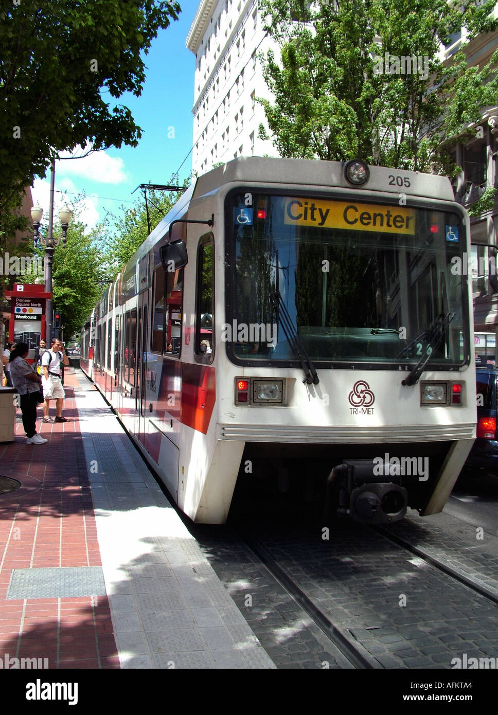 Portland MAX tram streetcar light rail system City of Portland Oregon USA Stock Photo