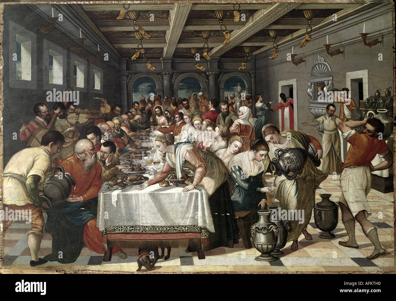 "fine arts, painting, "Marriage at Cana", Greek master, Museo Correr, Venice, 16th