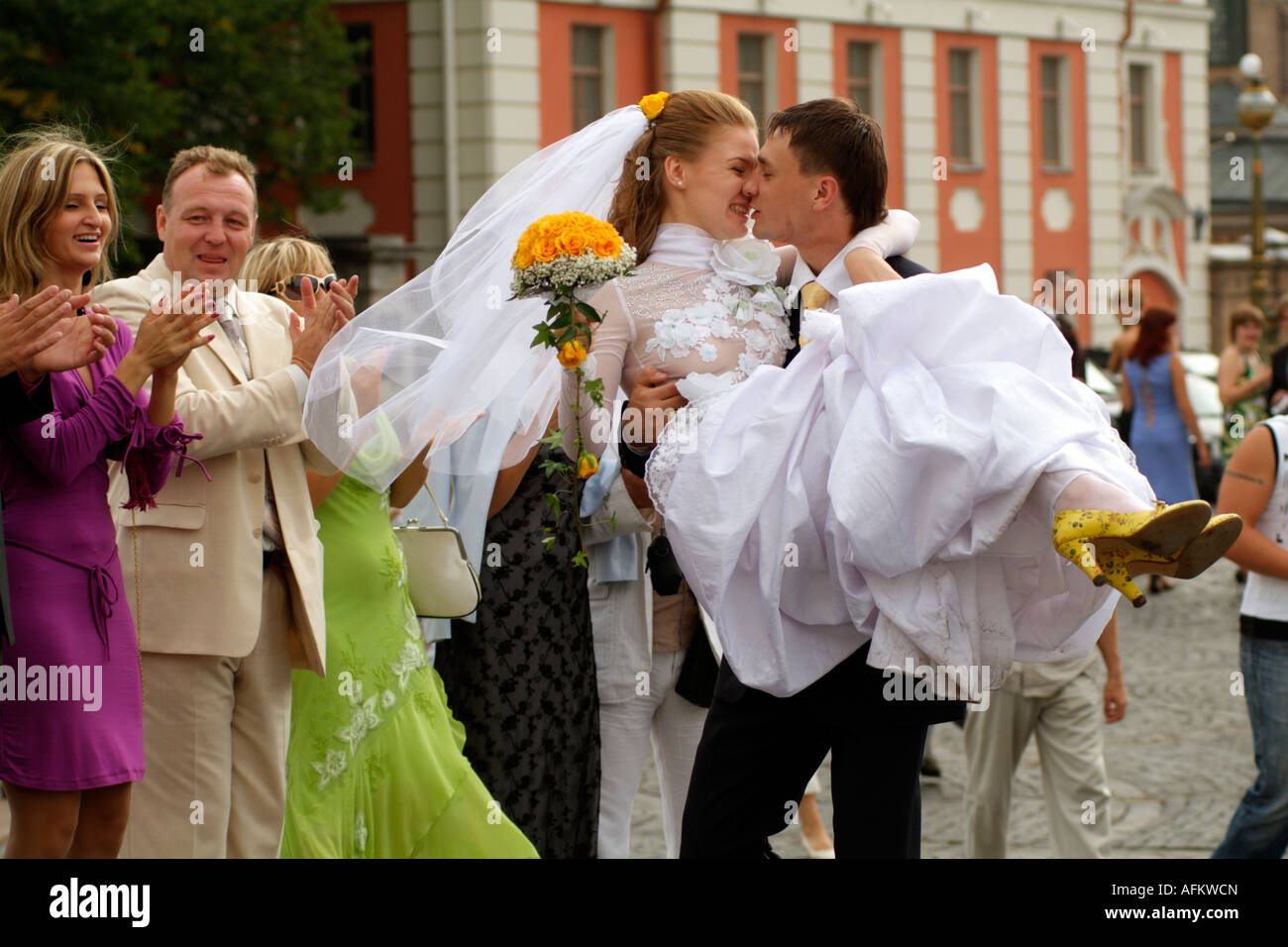 Bride and Groom Russian Wedding Party St Petersburg Russia Stock Photo ...