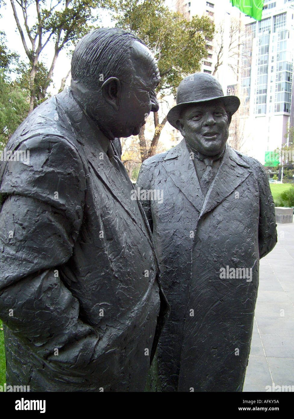 Statues of former Victoria Premiers outside State government offices