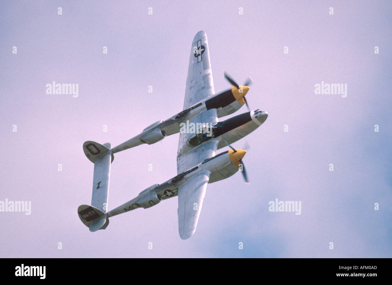 Lockheed P38 Lightning twin engined fighter in United States Air Force colours Stock Photo