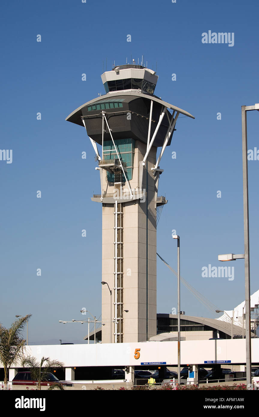 The FAA Control Tower at the LAX Los Angeles International Airport a very recognizable landmark Stock Photo