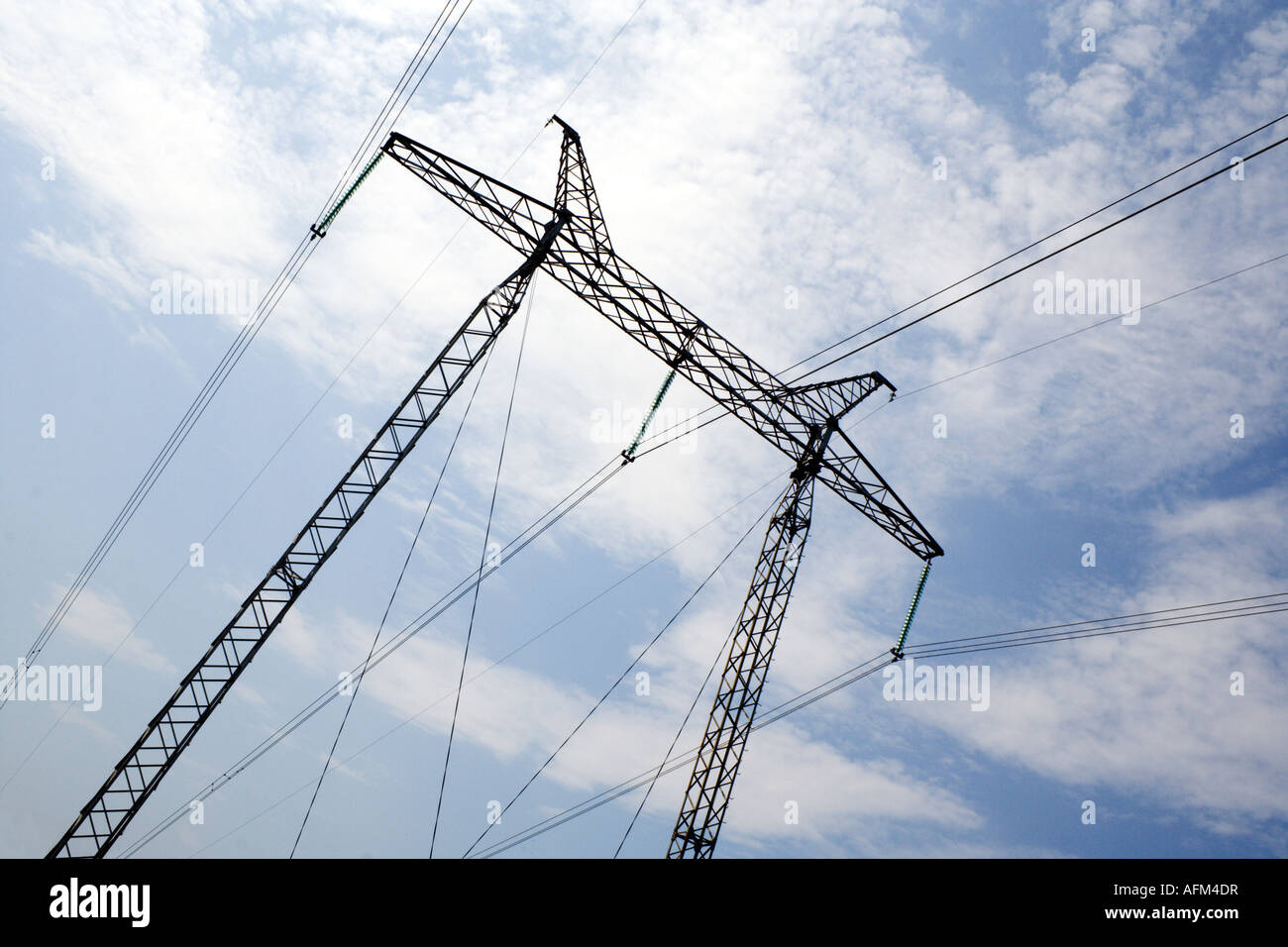 the power transmission line construction Stock Photo Alamy