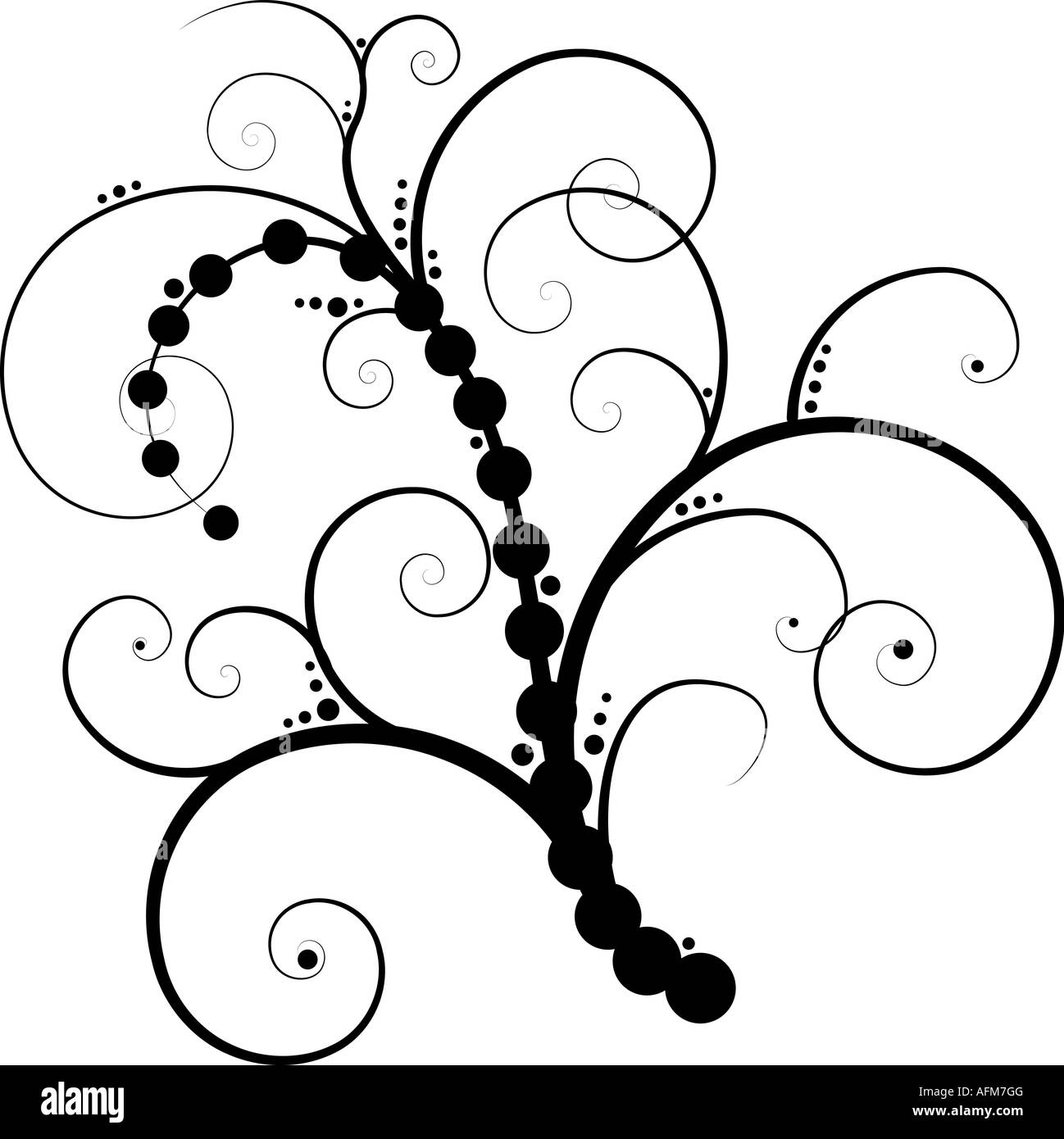 Floral gothic vine with circle in black and white Stock Photo - Alamy