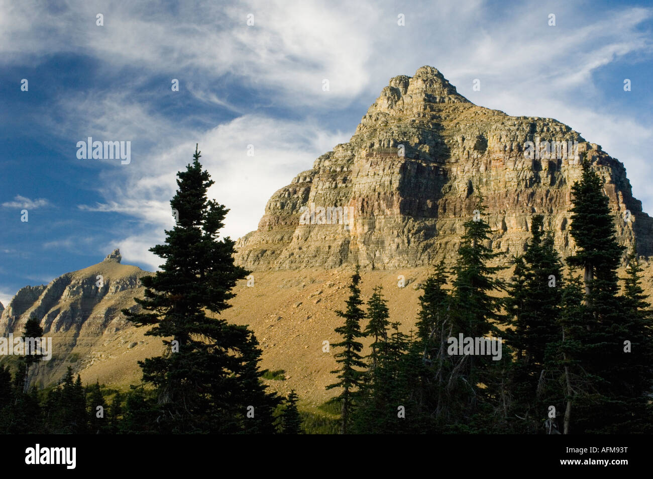 Peaks above Logan Pass, Glacier National Park, Montana USA Stock Photo