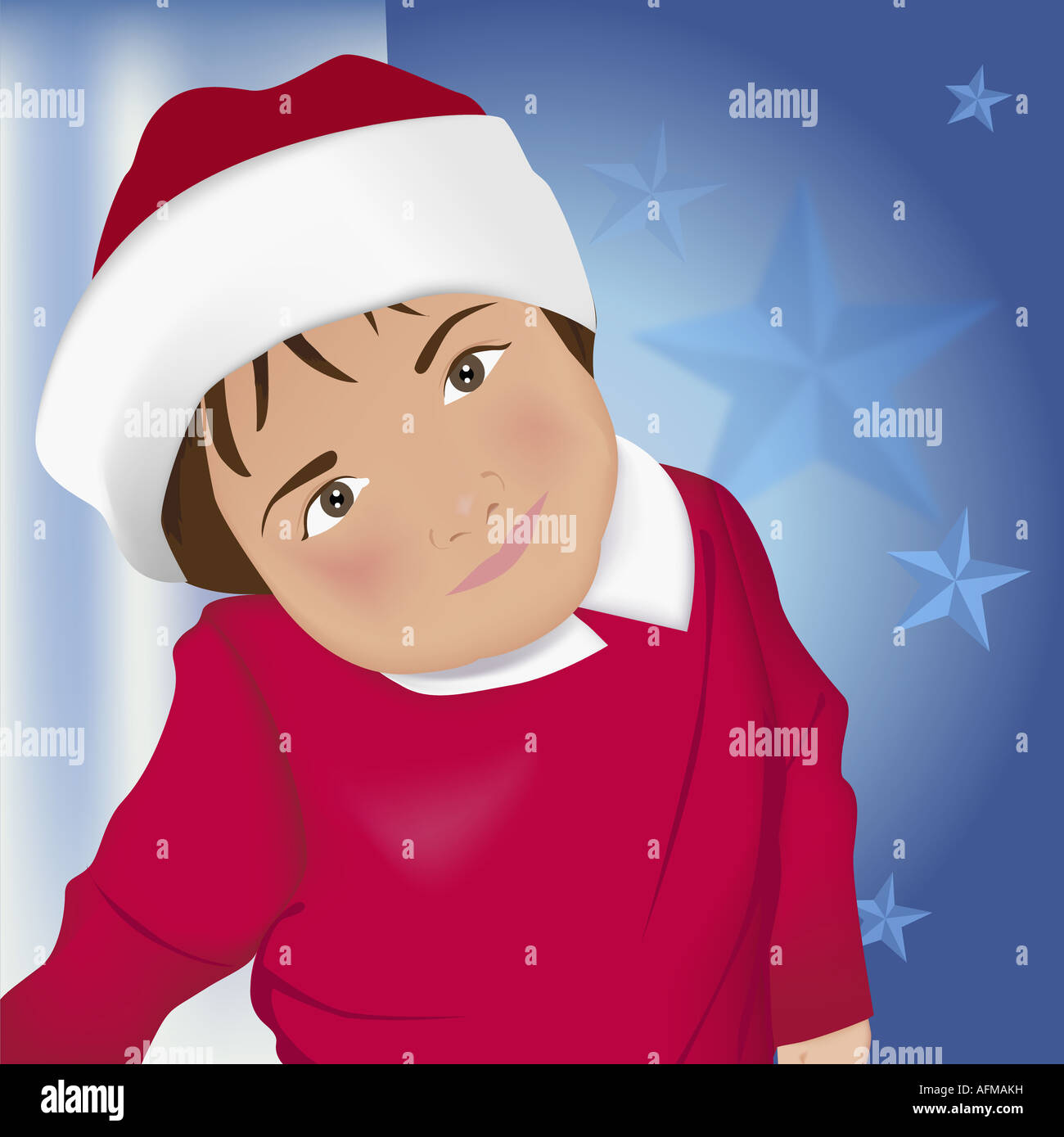 Boy wearing a Santa hat smiling Stock Photo - Alamy