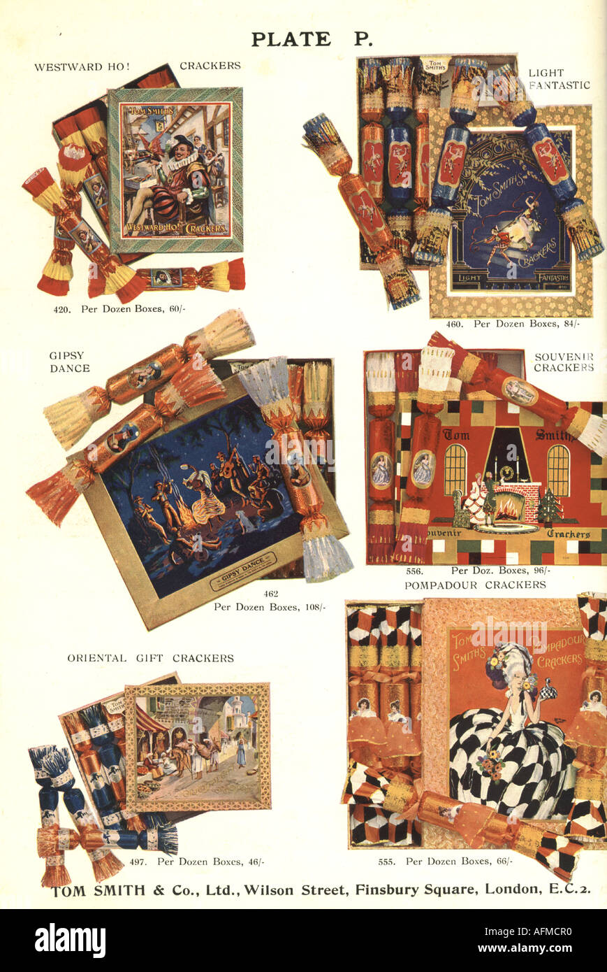 Cracker boxes from Tom Smith's Christmas Cracker catalogue 1934 Stock