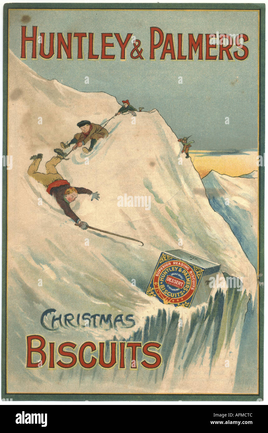 Huntley & Palmers chromolithographed advertising insert for Christmas Biscuits and Cakes 1905 Stock Photo