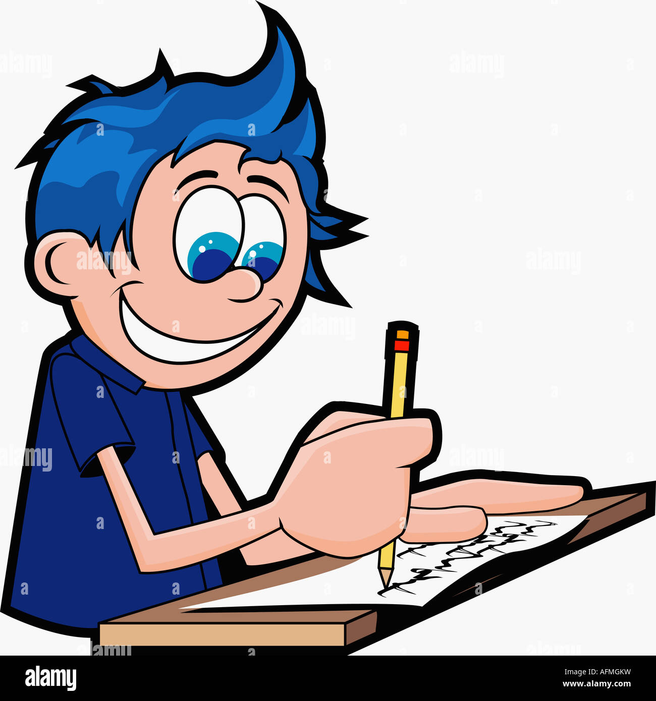Boy writing on paper Stock Photo - Alamy