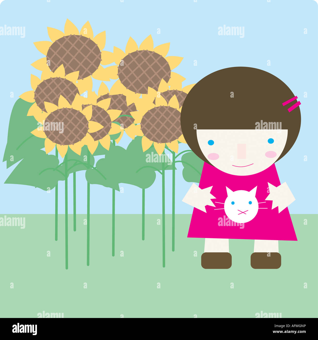 Girl standing in a field of sunflowers Stock Photo - Alamy