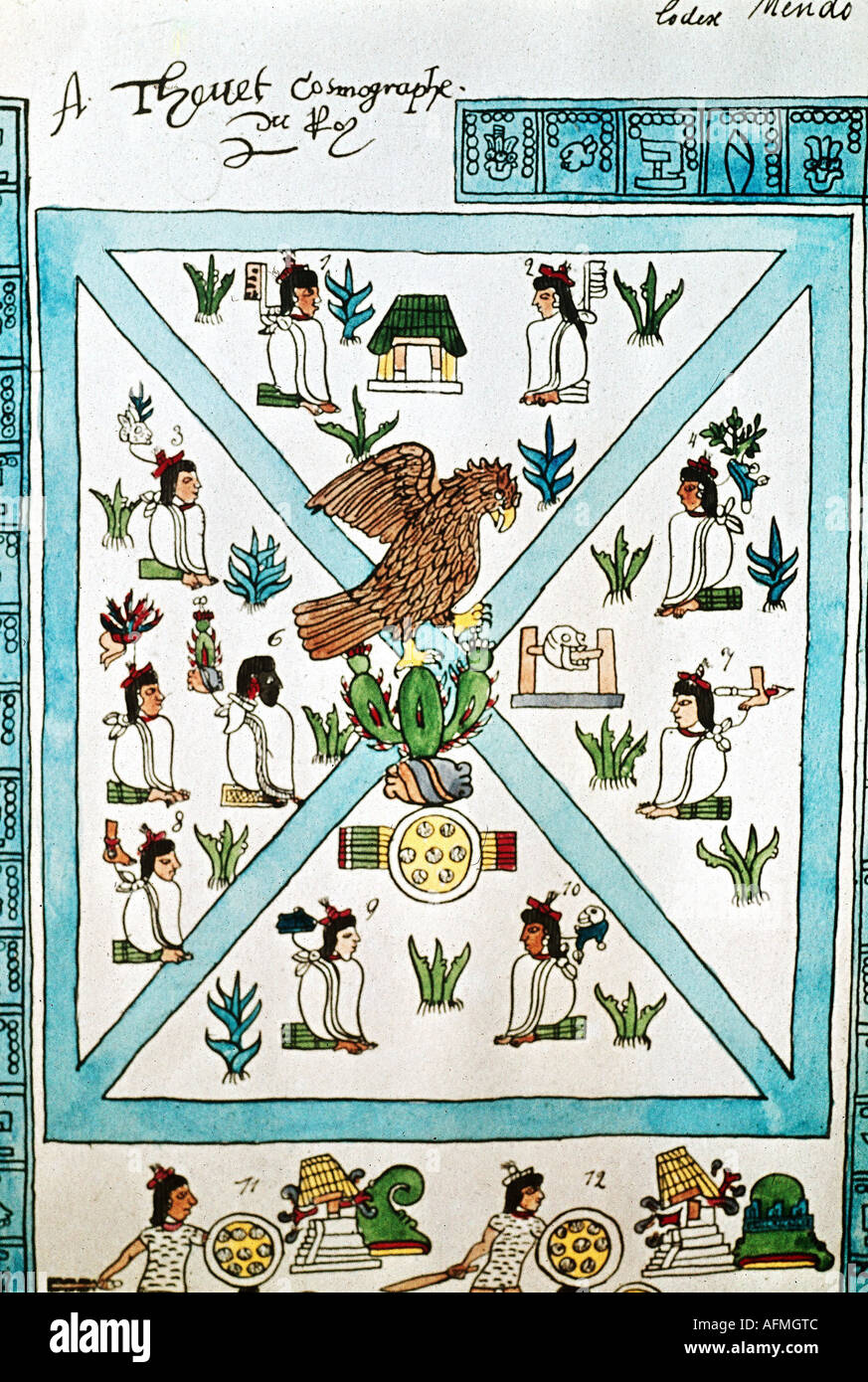 geography / travel, Mexico, tradition / folklore, legend, foundation of Tenochtitlan, Mendoza Codex, 1548, Stock Photo