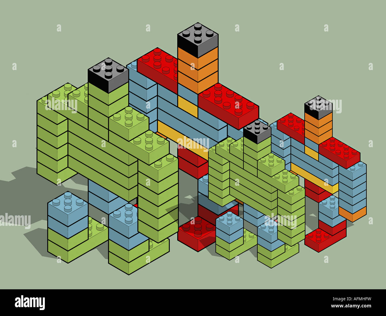 Robots made with plastic blocks Stock Photo - Alamy