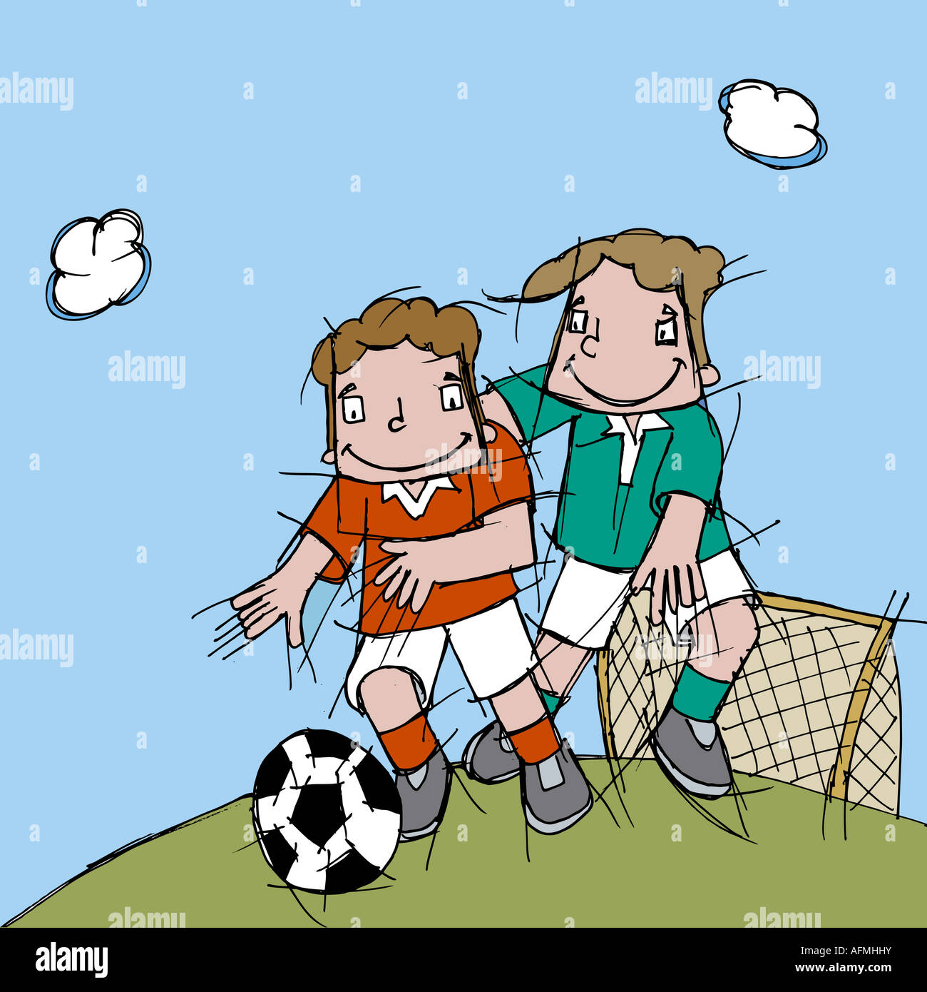 Two Cute Boys Playing Football Stock Illustration - Download Image Now -  Child, Boys, Playing - iStock