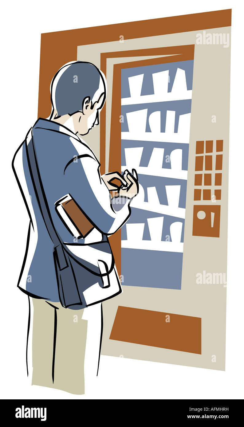 Man in front of a machine counting on his fingers Stock Photo - Alamy