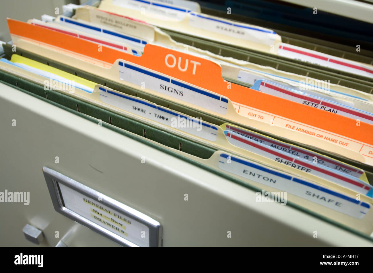 metal file cabinet in office Stock Photo