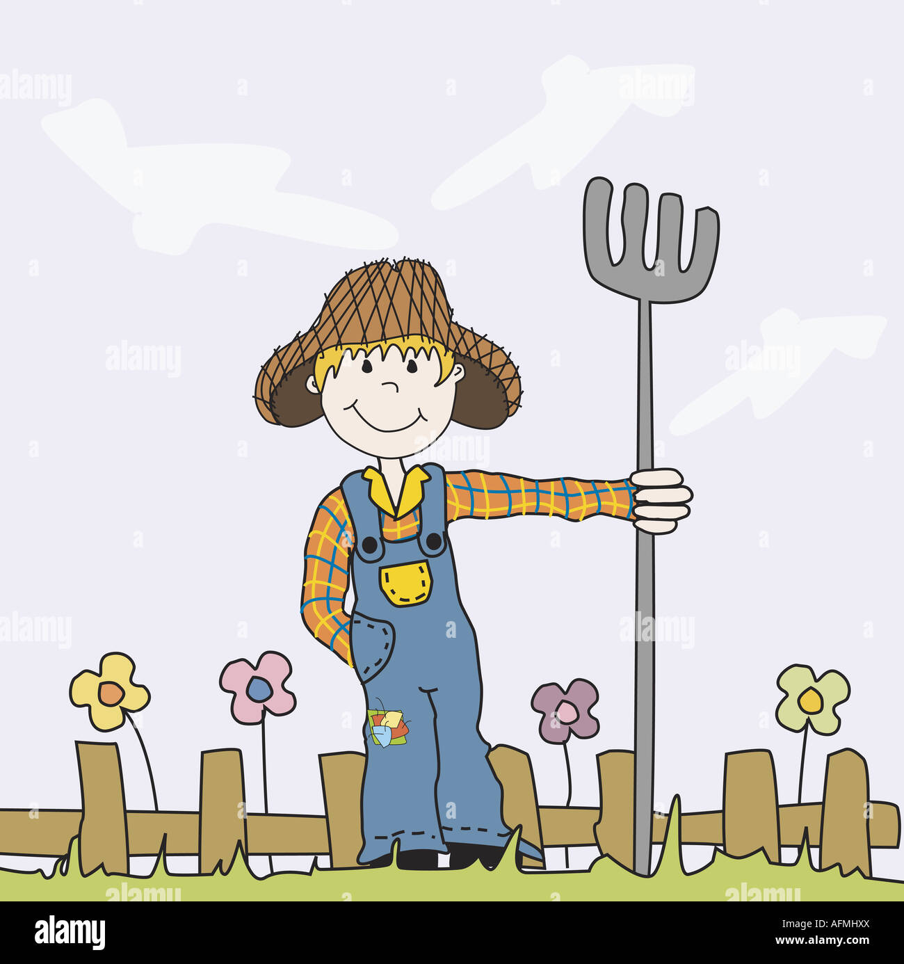 Boy holding a pitchfork hires stock photography and images Alamy