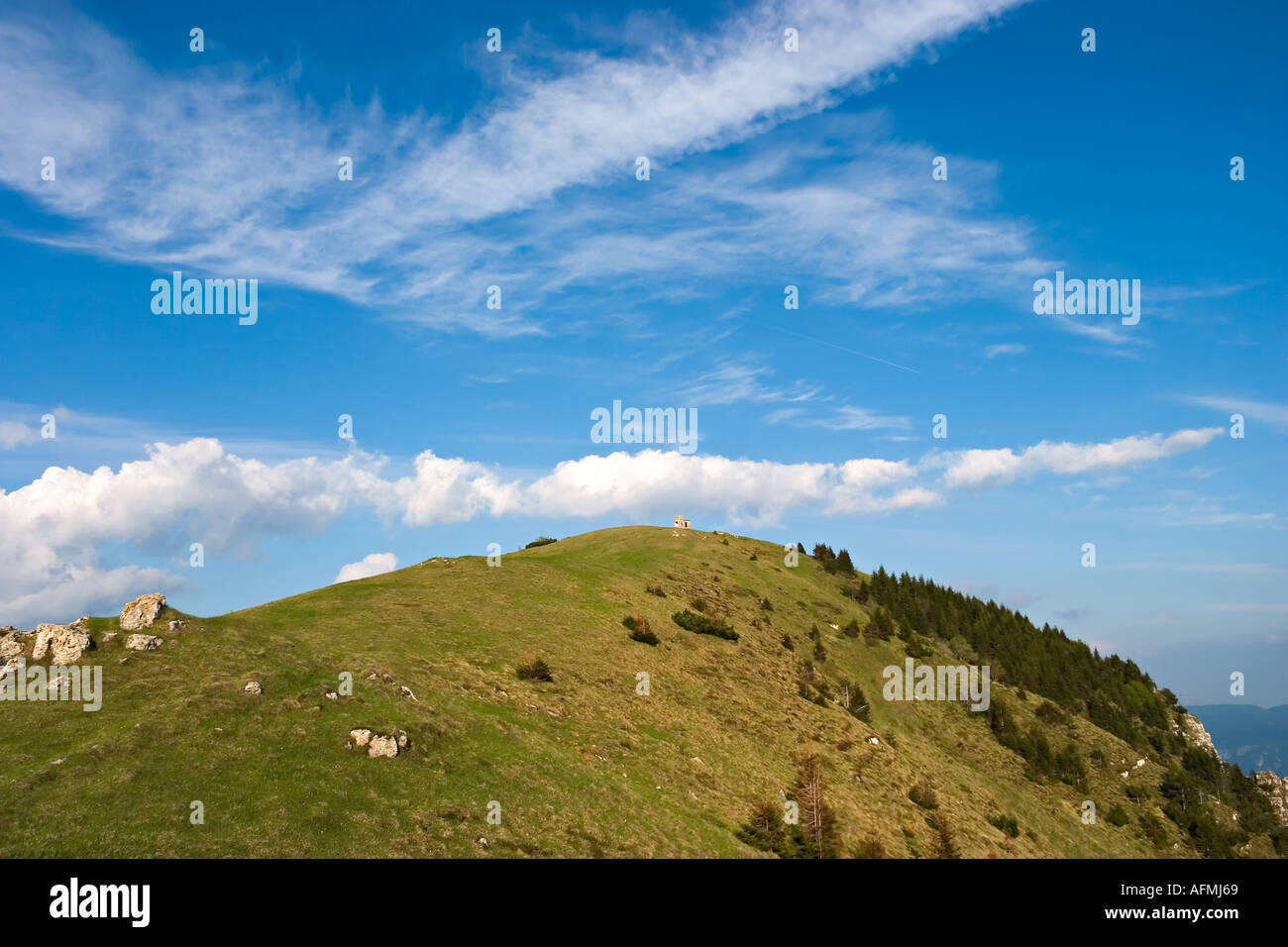 mountain lanscape with clouds and smooth blue sky Stock Photo