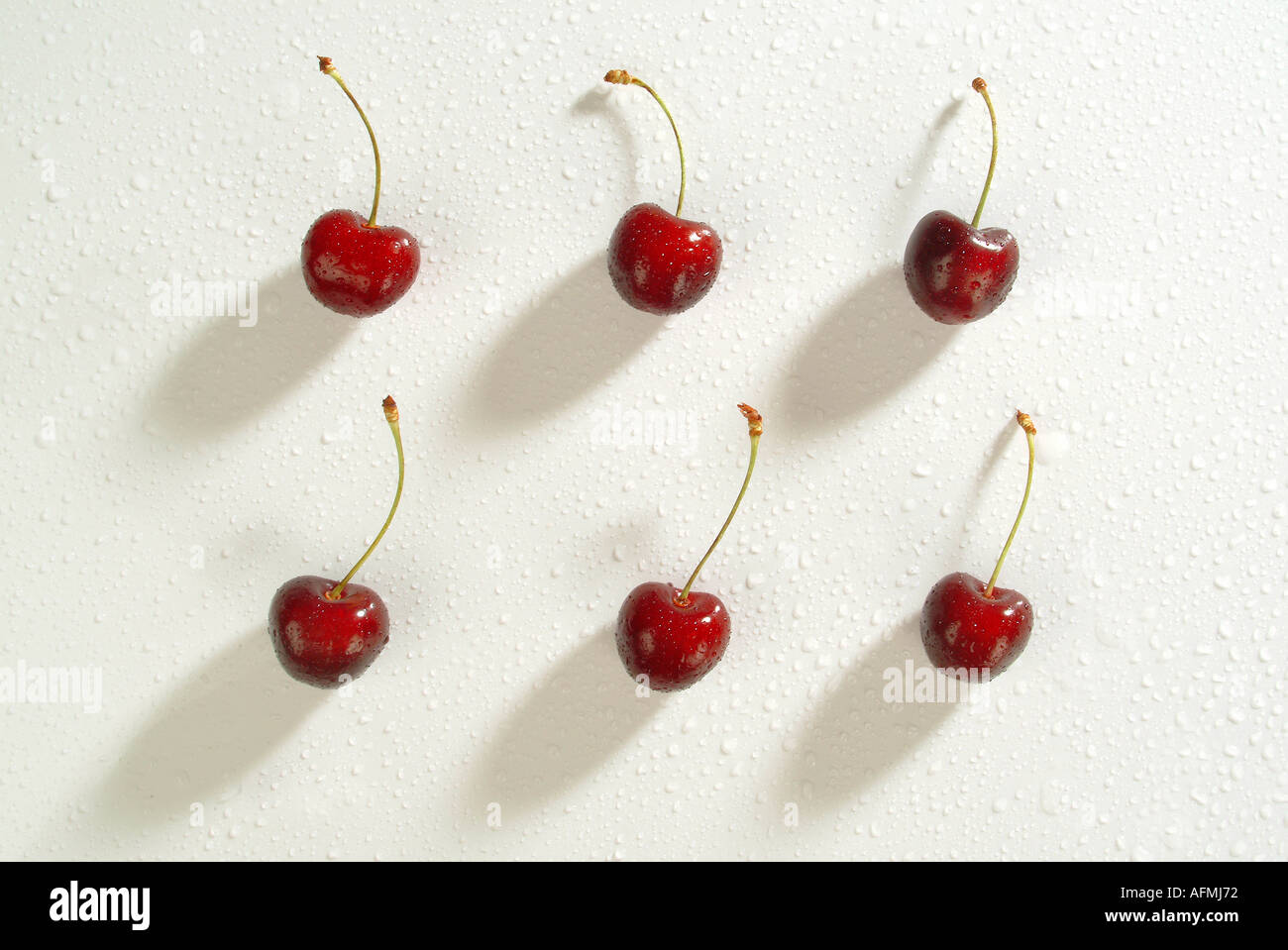 6 cherries 6 Kirschen Stock Photo