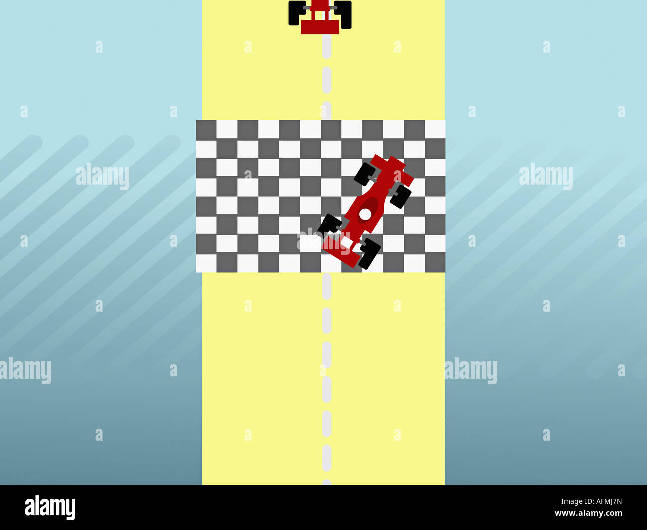 Formula one race car on the finish line Stock Photo Alamy