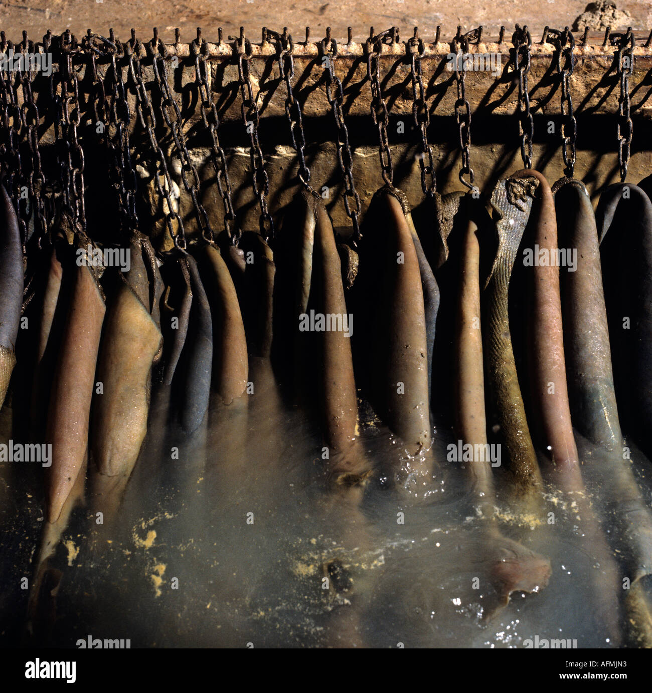 UK Merseyside Birkenhead Industry British Leather Tannery soaking Stock