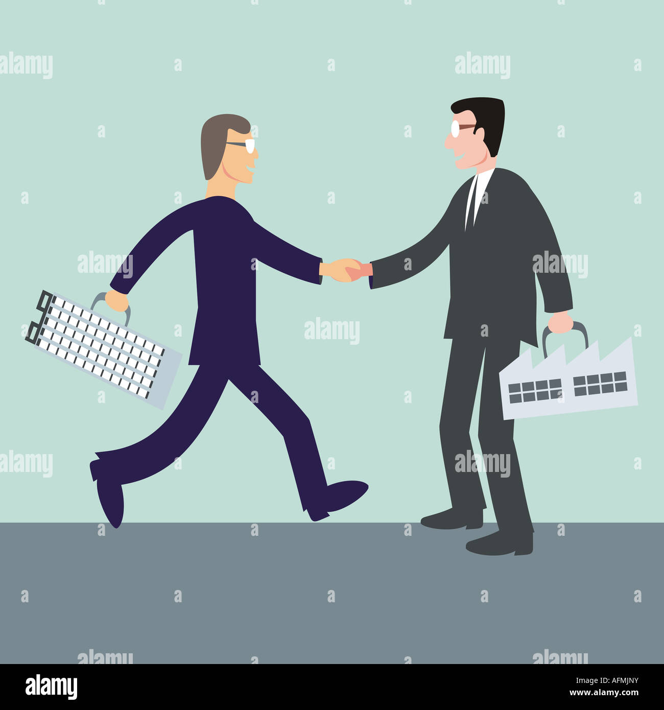 Side profile of two businessmen shaking hands Stock Photo - Alamy