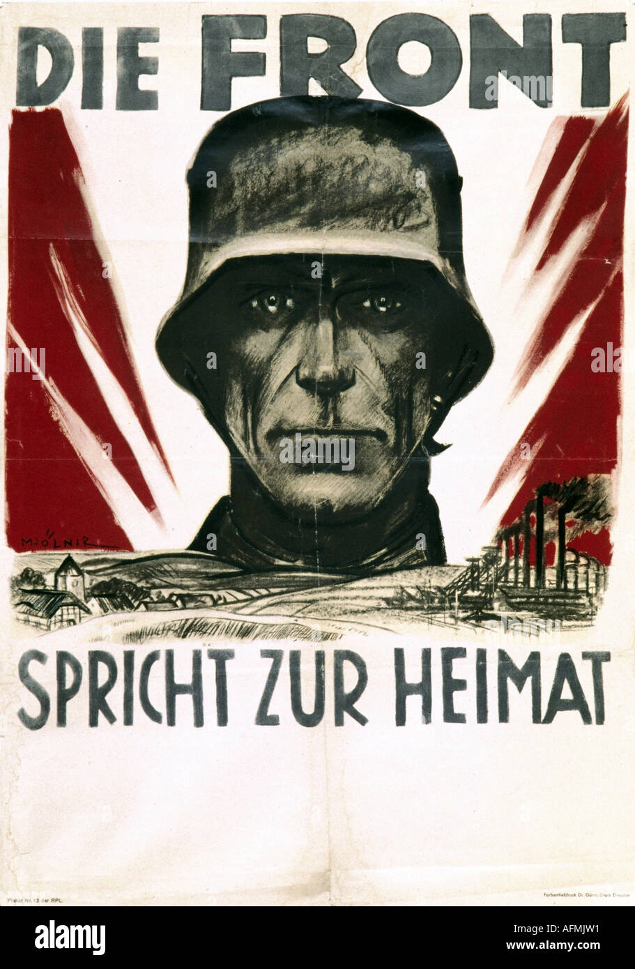 Nazism / National Socialism, propaganda, poster, soldier, design by Mjölnit, 1941/1942, Second World War, front, Nazi Germany, Third Reich, politics,  20th century, , Stock Photo