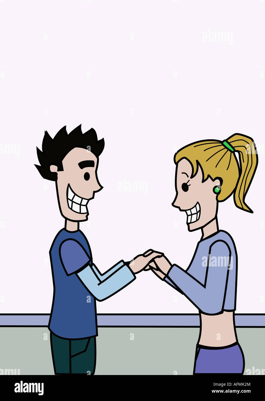 Girl and boy holding their hands Stock Photo - Alamy