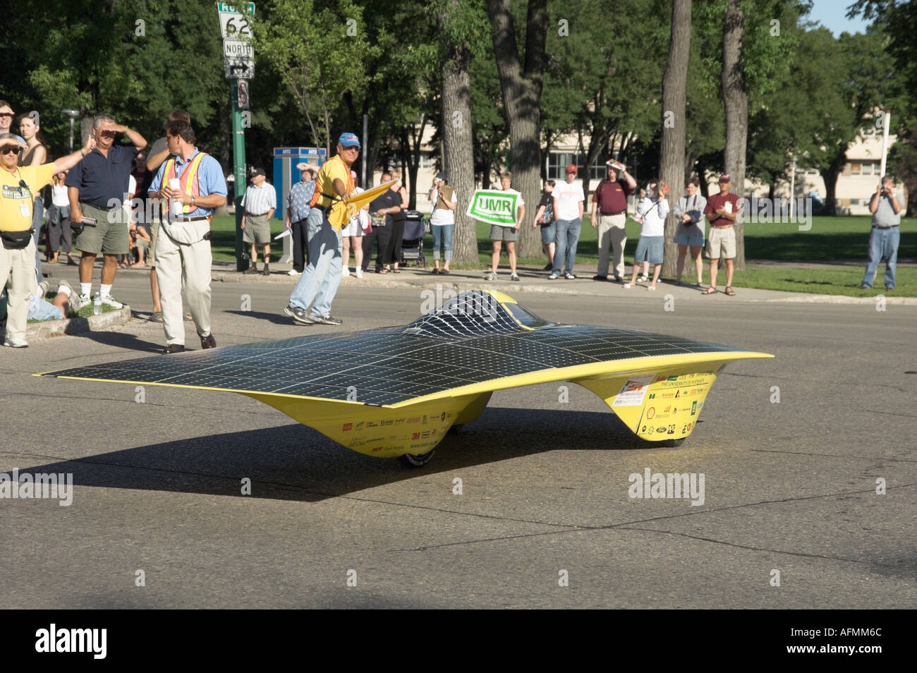 Alternate energy solar powered vehicle in the North American race 2005 in Winnipeg Manitoba Canada Stock Photo
