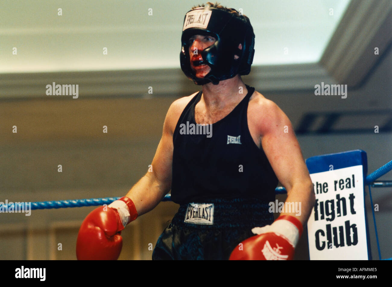 The Real Fightclub Participants of the high adrenaline contact sport of white collar boxing Stock Photo