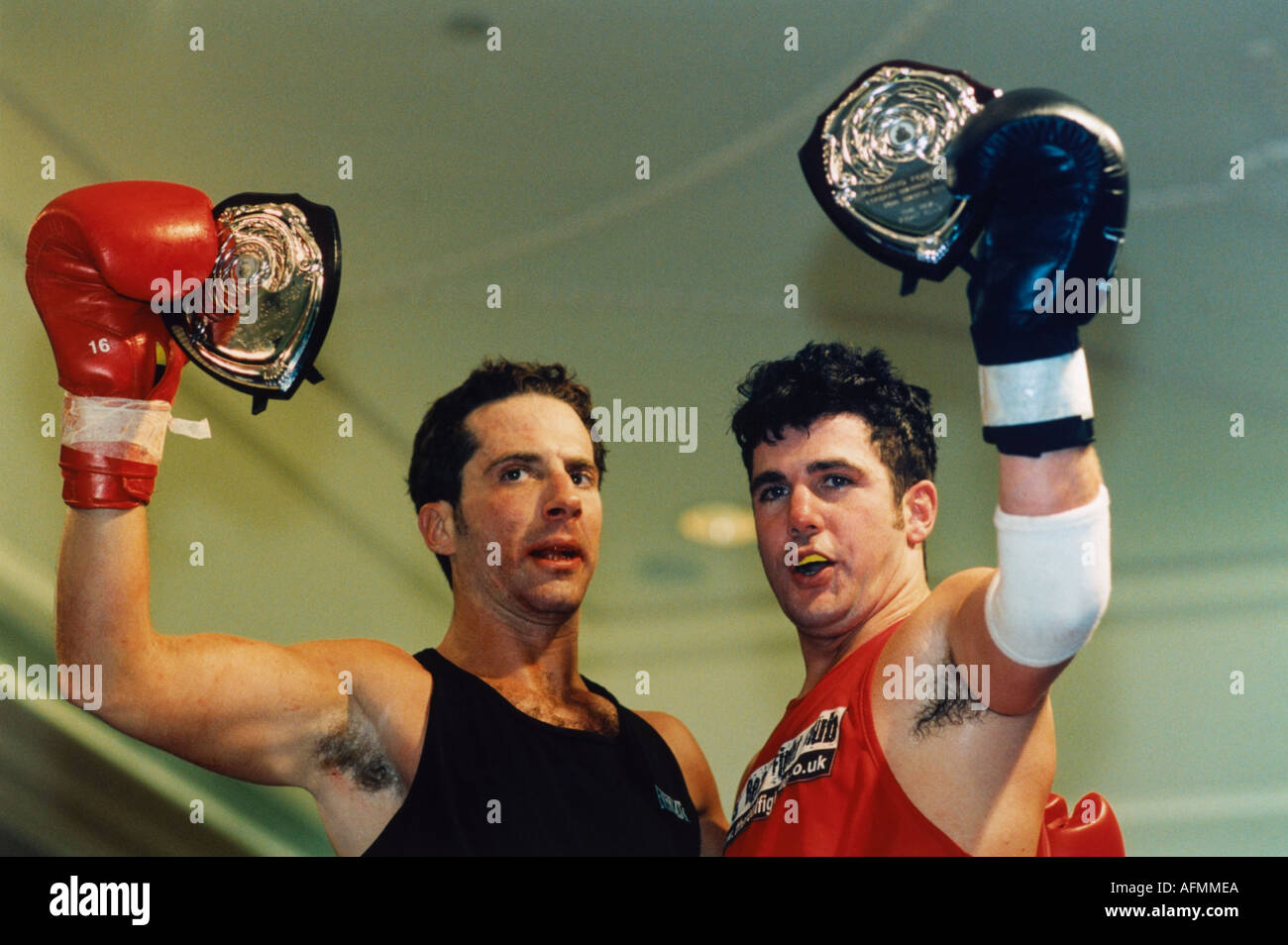 The Real Fightclub Participants of the high adrenaline contact sport of white collar boxing Stock Photo