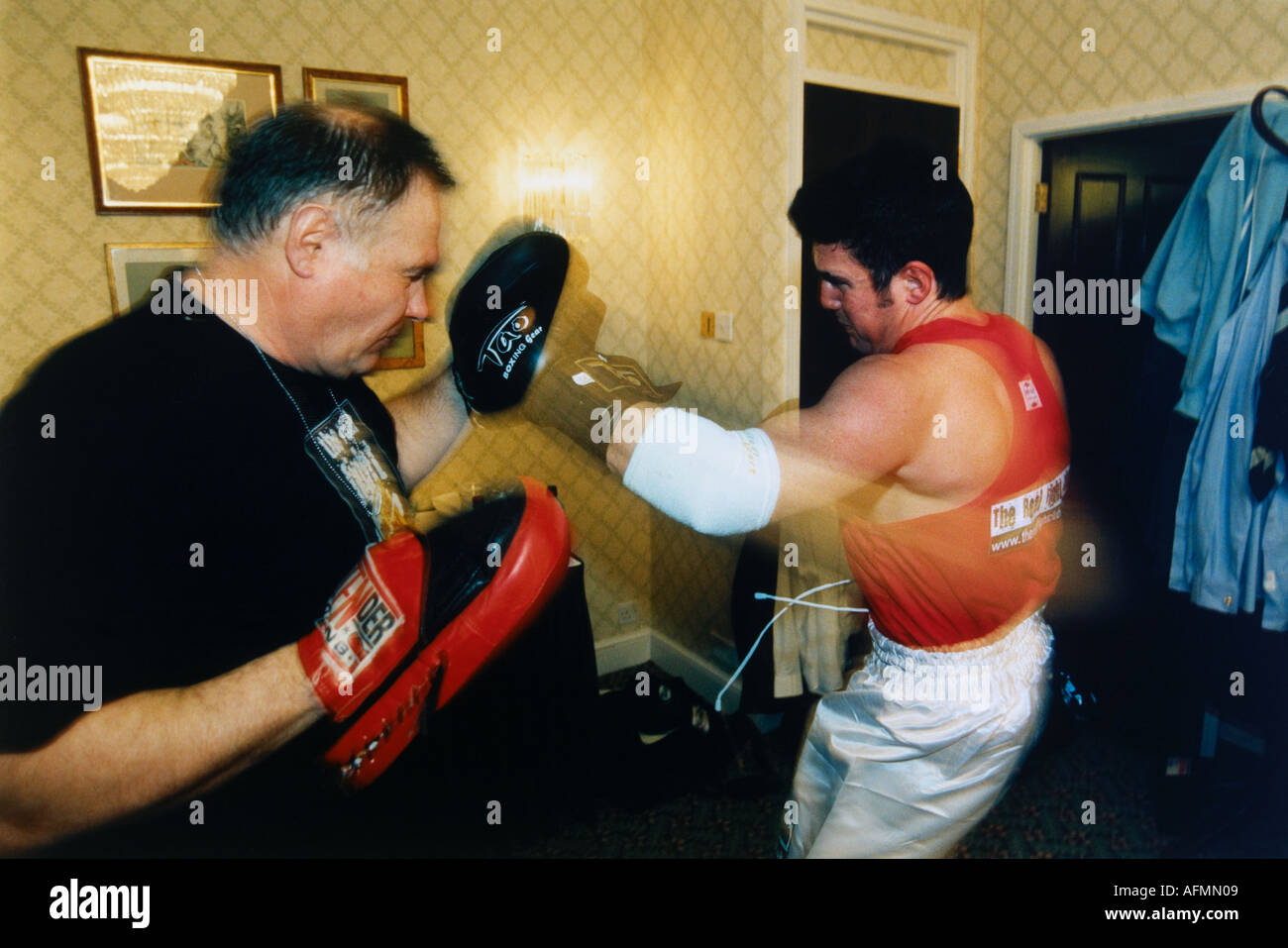 The Real Fightclub Participants of the high adrenaline contact sport of white collar boxing Stock Photo