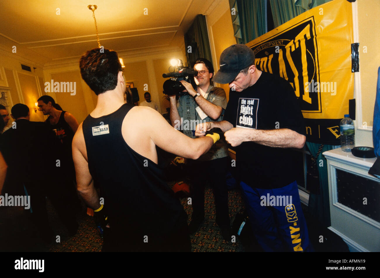 The Real Fightclub Participants of the high adrenaline contact sport of white collar boxing Stock Photo