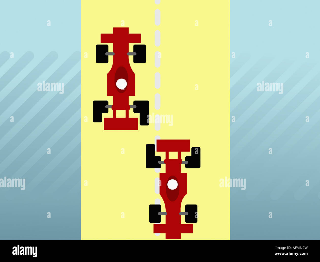 Two formula one race cars on a racing track Stock Photo Alamy