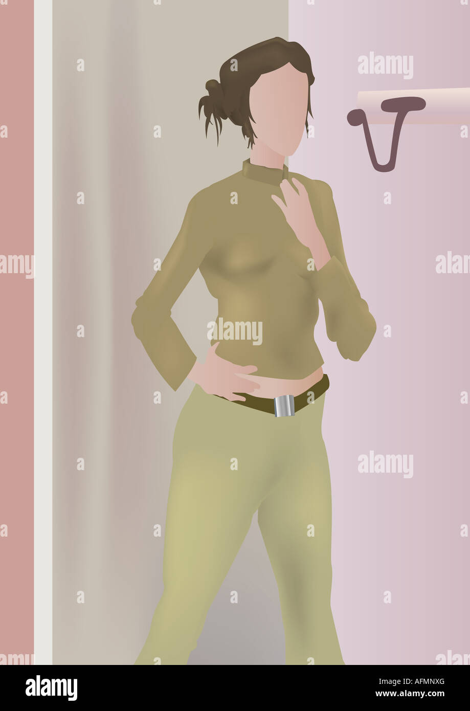 Woman standing with her hand on her hip Stock Photo - Alamy