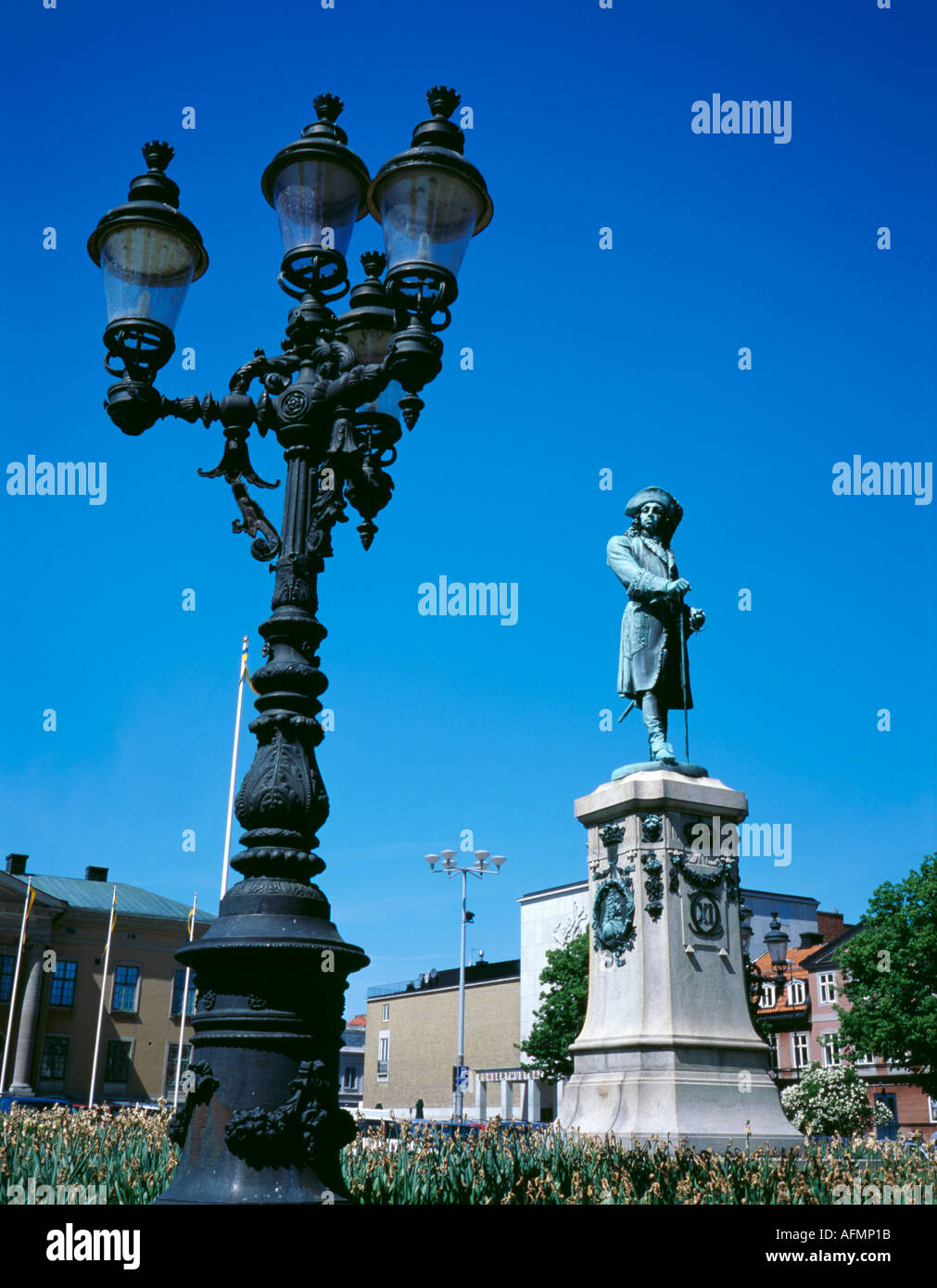 Statue of Karl XI, Stortorget, Karlskrona, Blekinge, Sweden. Stock Photo